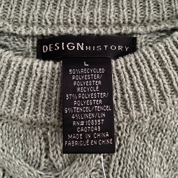 Design History ~ Sage Green Cable Knit Sweater Vest ~ Size L - Picture 4 of 4